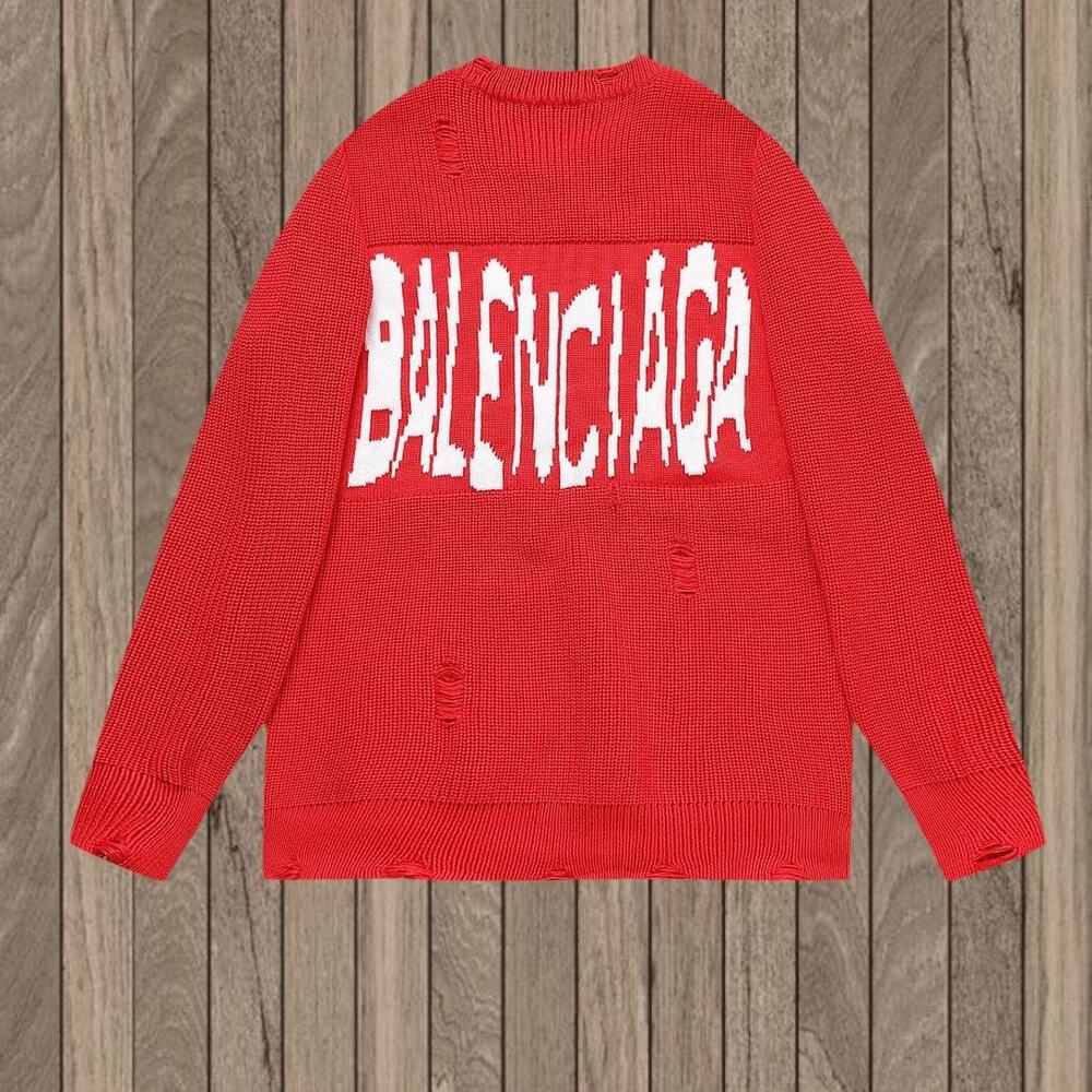 Balenciaga Women's Round Neck Red Sweater